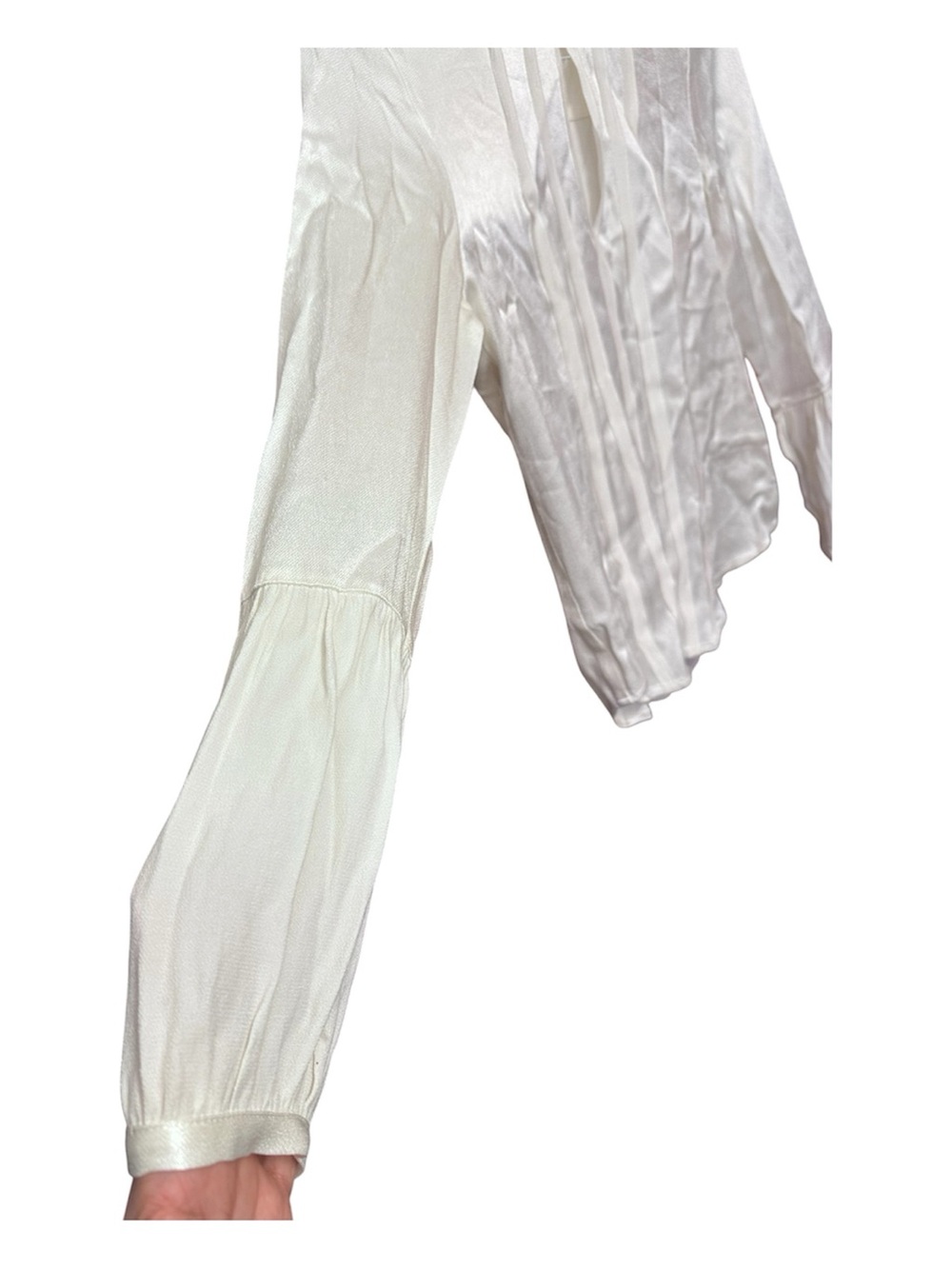 Ella Moss Ivory/Off White Pintuck Keyhole Long Sleeve Blouse Fits XS/S - Picture 8 of 10